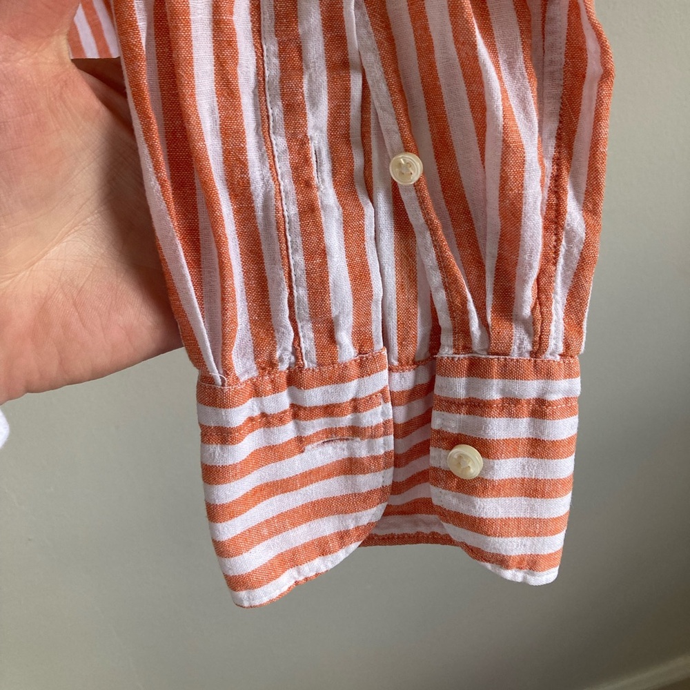 Preppy Orange Striped Cotton Button Down - Picture 5 of 8